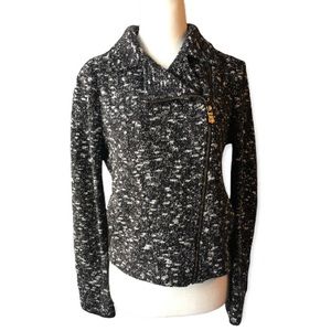 Banana Republic Tweed Zip Up Moto Blazer Jacket